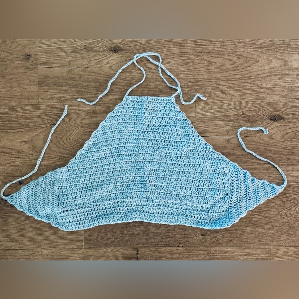 Handmade Crochet Halter Top in Baby Blue